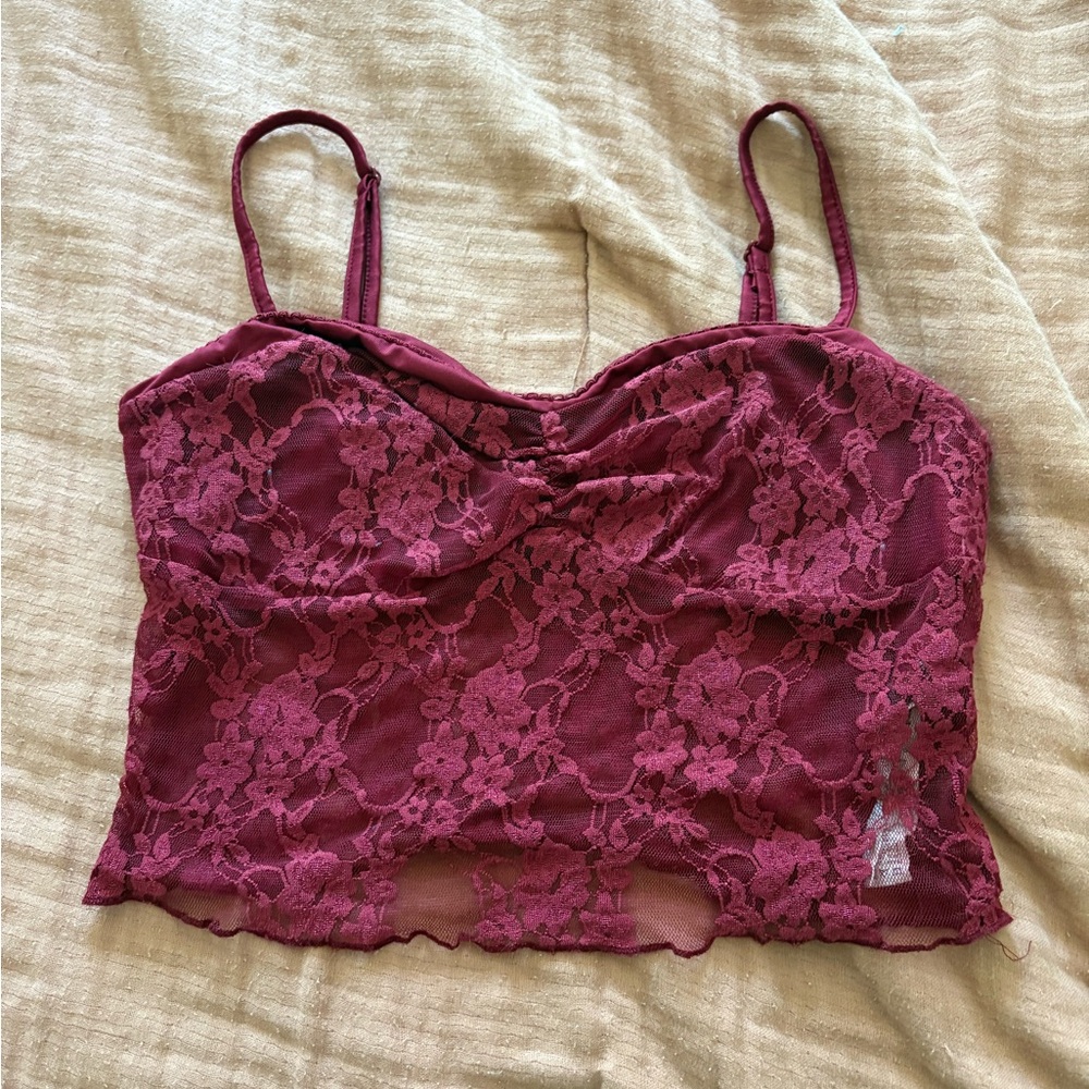 Lace Bralette in Burgundy